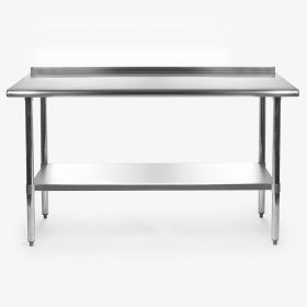 Stainless Steel 60 x 24 inch Heavy Duty NSF Certified  Work Bench Prep Table with Backsplash