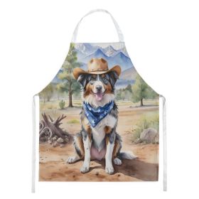 Australian Shepherd Cowboy Welcome Apron Cooking Kitchen Server Baking Crafts Gardening for Adult Women Men, Unisex, Large, Multicolor