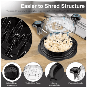 Large Chicken Shredder Tool Twist Meat Shredding Grinder Handles Non-Slip No BPA (Option: Black)