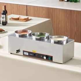Commercial Soup Warmer Soup Station With 3*6.34Qt Pot Soup Kettle Warmer (Option: silver)